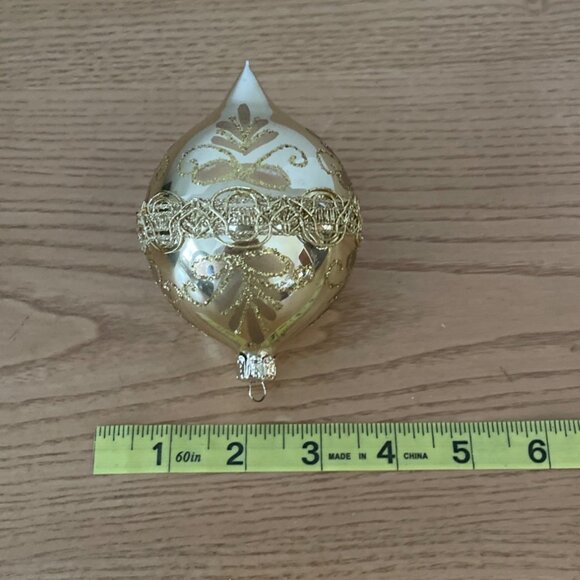 Vtg Commodore Christmas Classics Glass Ornaments Gold Hand Decorated in Romania - Picture 8 of 8